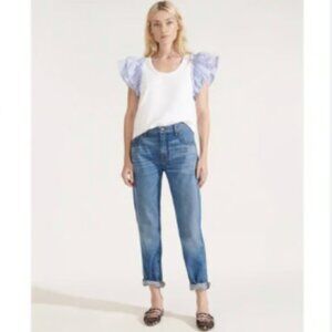 Veronica Beard Benzi Girlfriend Jean Mid Rise Beacon Ranch Blue 25